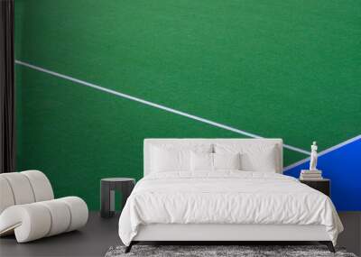 Sports field for hockey or football. Playground green and blue with white stripes Wall mural