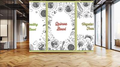 Cereal bowl background. Hand drawn vector illustration in sketch style. Restaurant menu design Wall mural