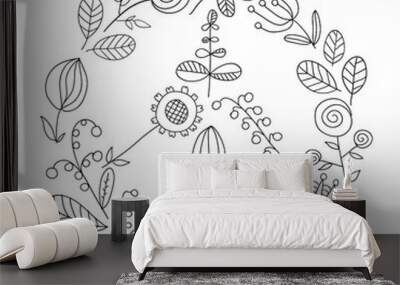 Doodle Floral peace sign Wall mural