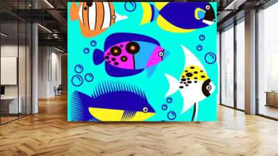 Sea fish set Wall mural