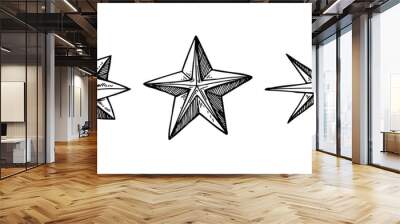 Set of hand drawn stars. Vector illustration in sketch style Wall mural