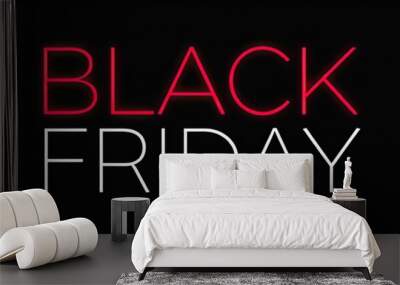 Black Friday typography banner. Black Friday modern linear typography text illustration isolated on black background. Design template for Black Friday sale banner Wall mural