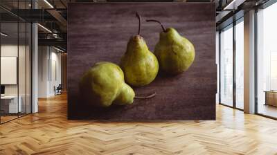 pears on a wooden background Wall mural