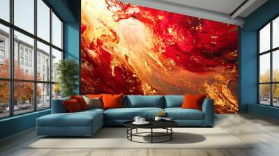 red and gold beauty abstract painting texture Wall mural