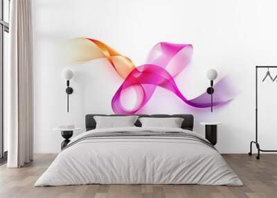 Ribbon of Unity: Elegant ribbon-like lettering forming a unity symbol, conveying solidarity and togetherness for Women's Day on a clean white background, happy women's day, backgro Wall mural