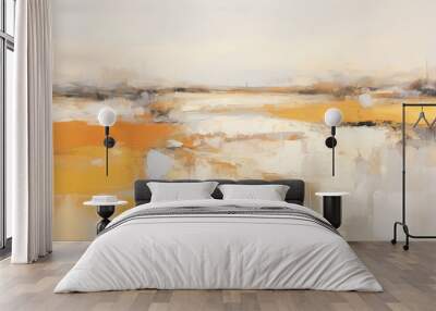 This is an abstract painting of a minimalist landscape with warm colors Wall mural