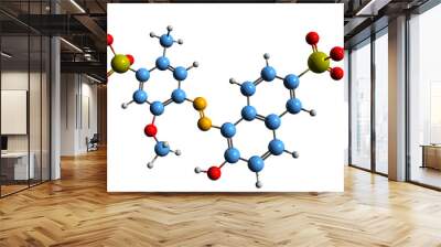  3D image of Allura Red AC skeletal formula - molecular chemical structure of Pigment isolated on white background
 Wall mural