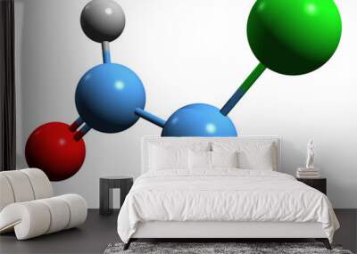  3D image of Chloroacetaldehyde skeletal formula - molecular chemical structure of Chloroethanal isolated on white background Wall mural