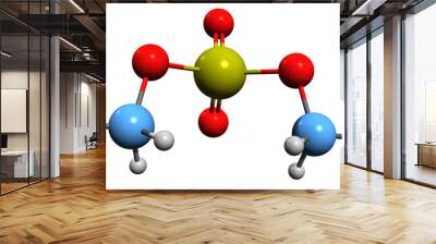  3D image of Dimethyl sulfate skeletal formula - molecular chemical structure of Sulfuric acid dimethyl ester isolated on white background
 Wall mural