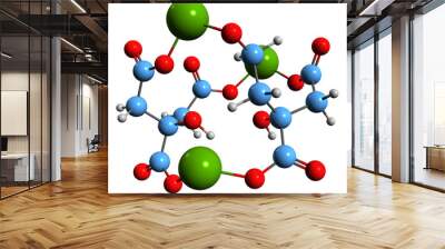 3D image of Magnesium citrate skeletal formula - molecular chemical structure of dietary supplement isolated on white background Wall mural