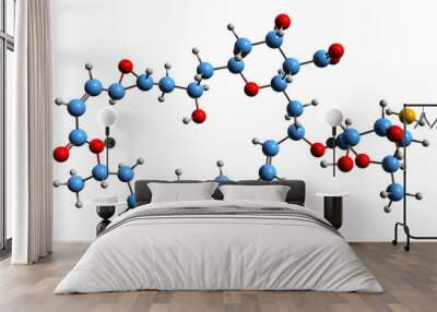 3D image of Natamycin skeletal formula - molecular chemical structure of  food additive pimaricin E235 isolated on white background Wall mural