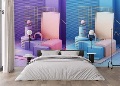 3d render in abstract style on colorful background. trendy futuristic technology texture. minimal de Wall mural