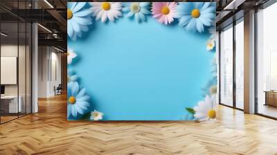 summer background with flowers blue color free space Wall mural