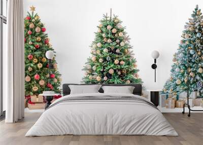 green christmas tree on white Wall mural