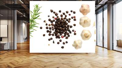 Isolated herbs and spices on white Wall mural