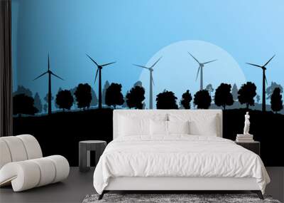 Alternative energy electricity wind generators in countryside fo Wall mural