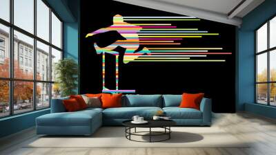 Athlete man hurdling in track and field vector background concep Wall mural