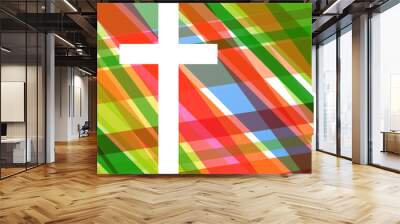 Christianity religion cross mosaic concept abstract background v Wall mural