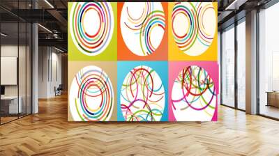 Easter egg fresh spring color line abstract background set illus Wall mural