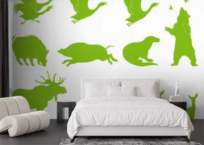 Ecology forest animal vector set background Wall mural