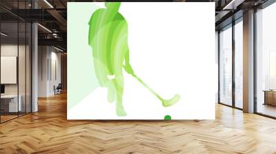 Floorball player man silhouette hockey with stick and ball illus Wall mural