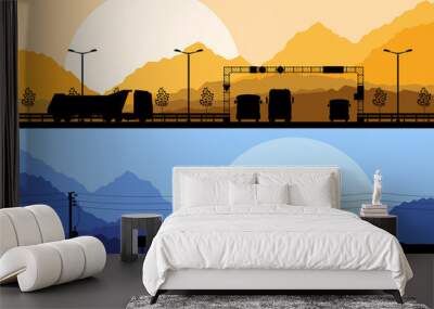 Highway truck wild nature landscape background vector Wall mural