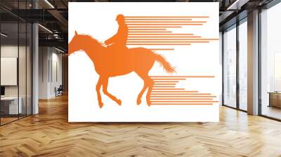 Horse riding equestrian sport with horse and rider vector backgr Wall mural