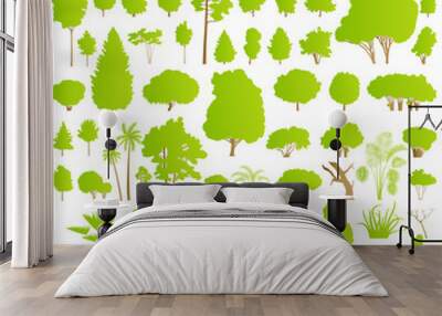 Nature tree, bush, scrub, palm and cactus plants detailed forest Wall mural