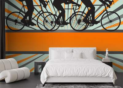 Sport road bike rider bicycle silhouette burst background Wall mural