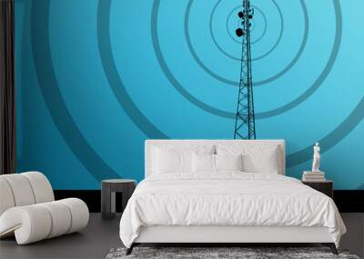 Telecommunications mobile phone base station radio tower with en Wall mural