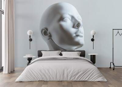 A white sculpture of a head with a white face and a white head Wall mural