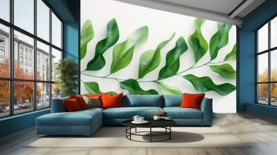 Abstract plant with green leaves is on a white background Wall mural