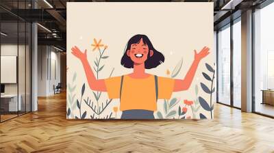 Care, acceptance, mental health, happiness, body positive, harmony creative concept. illustrations Wall mural