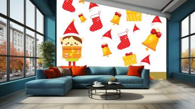 Counting educational children game, kids activity. How many objects. New Year and christmas theme Wall mural