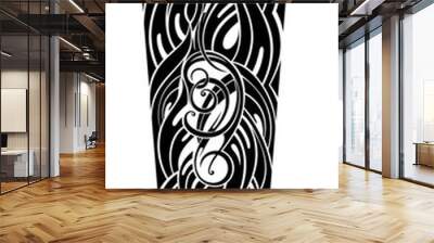 Tattoo tribal abstract sleeve, black arm shoulder tattoo fantasy pattern vector art design isolated on white background Wall mural