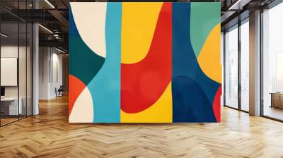 Abstract geometric pattern, playful shapes, primary colors, childlike wonder Wall mural