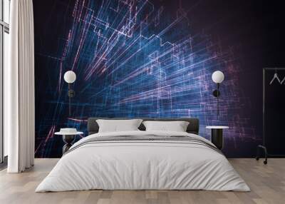 Abstract image of line and connections, colorful abstract geometric shape. Wall mural