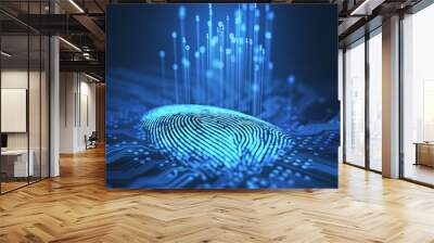 Fingerprint integrated in a printed circuit, releasing binary codes. Wall mural