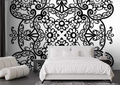 Vector black floral ethnic ornamental illustration Wall mural