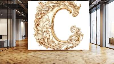 letter C Floral monogram. colorful Vintage ornament initial Alphabet spiral scroll style. Wall mural