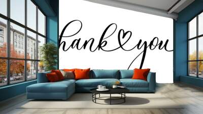 Thank you. Wavy elegant calligraphy spelling for decoration on holidays Wall mural