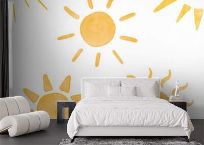 Yellow ink shiny weather sun set vector illustration watercolor style. Wall mural