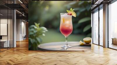 refreshing summer colorful cocktail drink advertisement menu banner, created using AI generative technology Wall mural