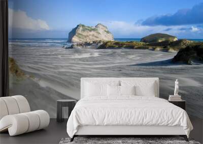 white sand beach with white rocks Wall mural