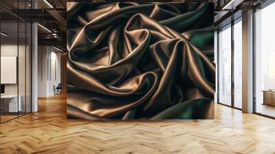 Abstract design of green silk waves, creating a mesmerizing visual aesthetic Wall mural