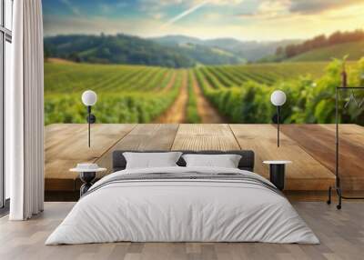 landscape with wooden table Wall mural