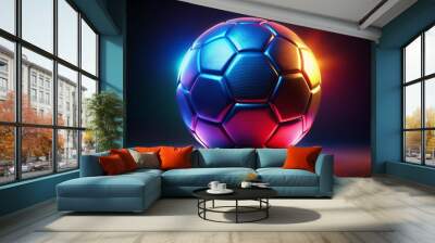 soccer ball on black background Wall mural