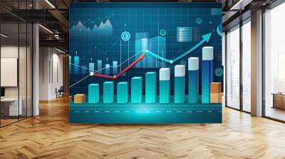 stock market graph on the screen Wall mural