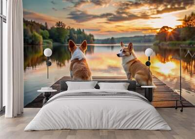 two dogs on the beach Wall mural