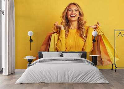 woman with shopping bags Wall mural